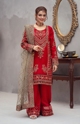 Ready to Wear 3 Piece Formal Embroidered Organza Suit