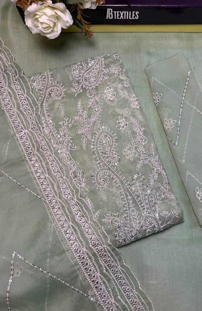Unstitched Chiffon 3 Piece Embroidered Formal Suit