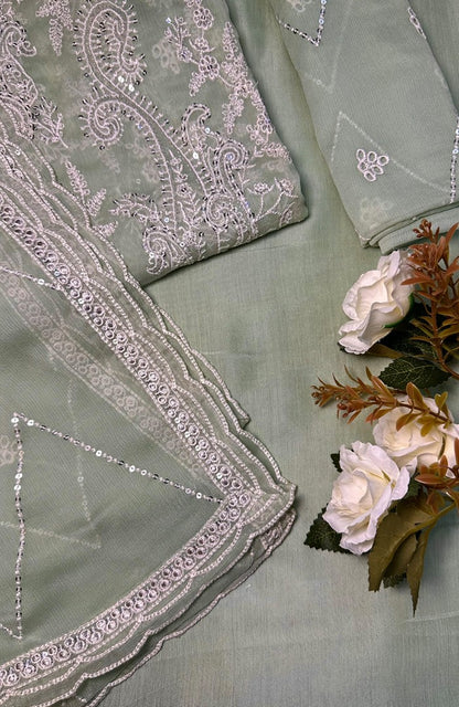 Unstitched Chiffon 3 Piece Embroidered Formal Suit