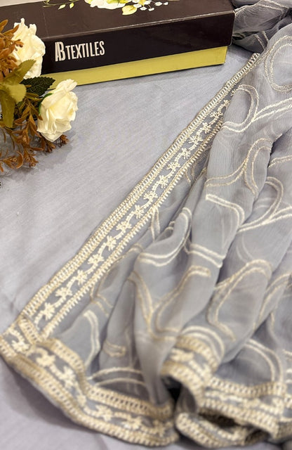Unstitched Chiffon 3 Piece Embroidered Formal Suit