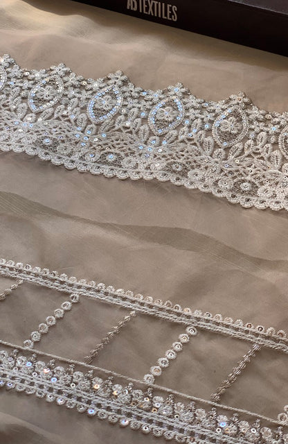 Unstitched Chiffon 3 Piece Embroidered Formal Suit