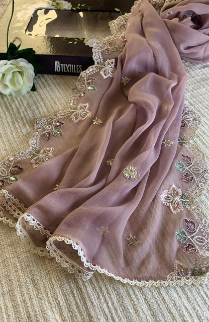 Unstitched Chiffon 3 Piece Embroidered Formal Suit