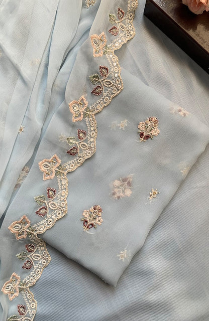 Unstitched Chiffon 3 Piece Embroidered Formal Suit