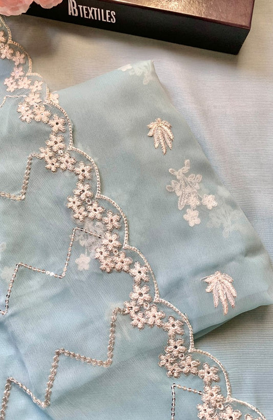 Unstitched Chiffon 3 Piece Embroidered Formal Suit