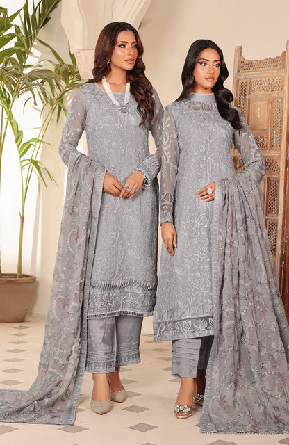 Unstitched 3 Piece Formal Embroidered Luxury Chiffon Suit