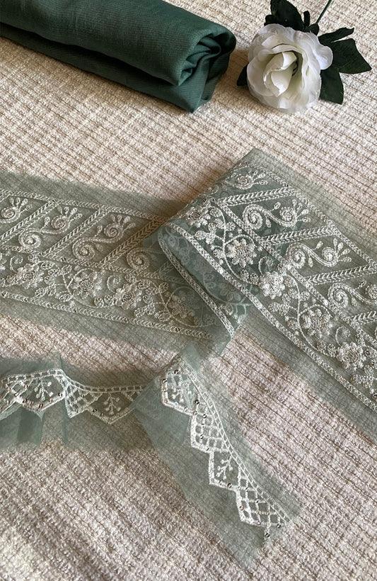 Unstitched Chiffon 3 Piece Embroidered Formal Suit