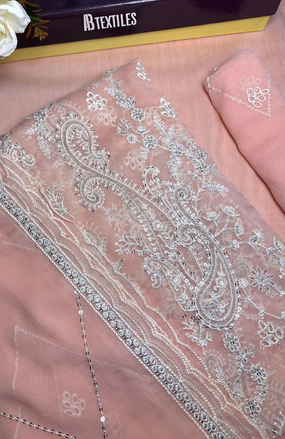 Unstitched Chiffon 3 Piece Embroidered Formal Suit