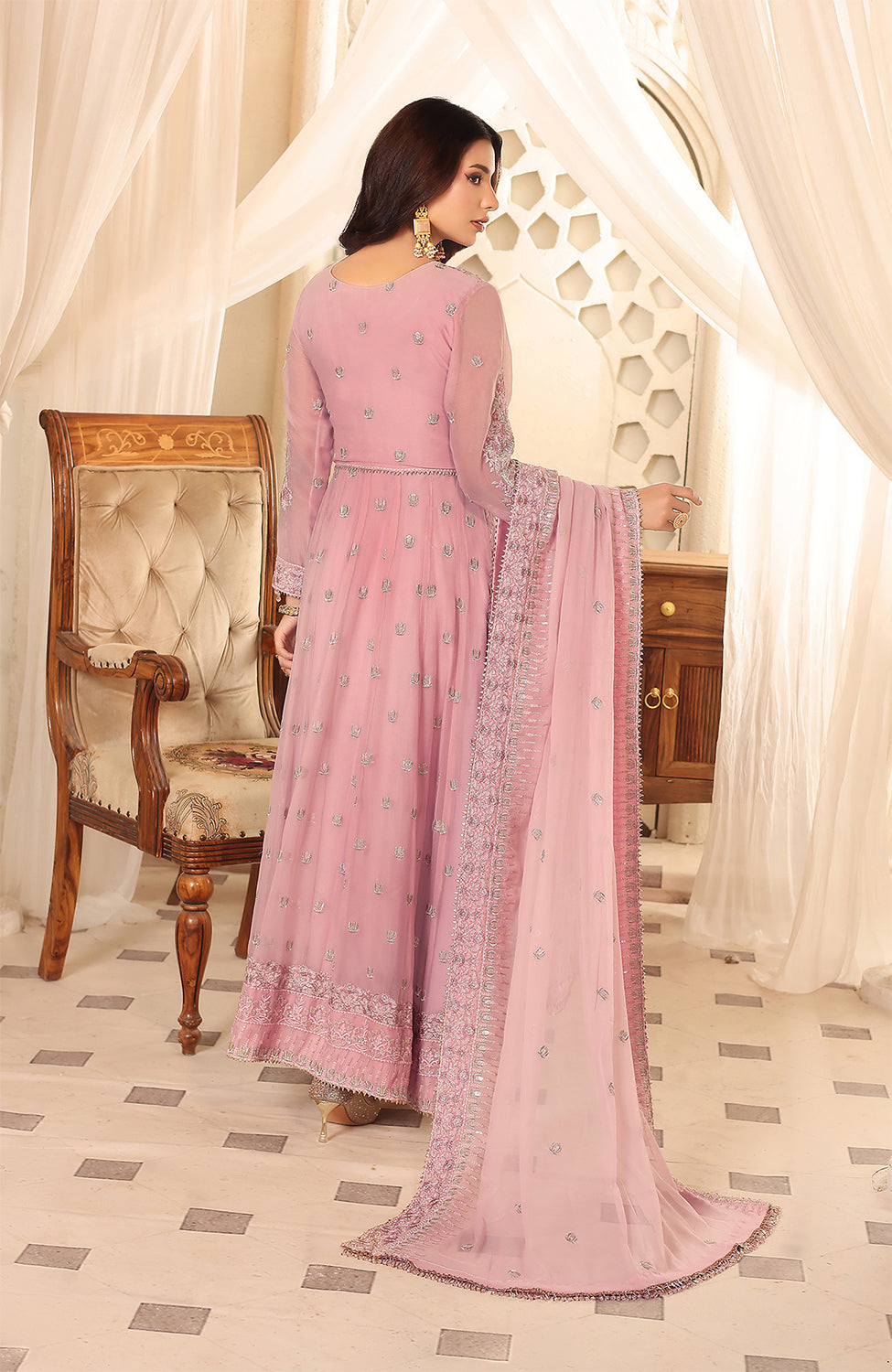 Unstitched 3 Piece Formal Embroidered Luxury Chiffon Suit