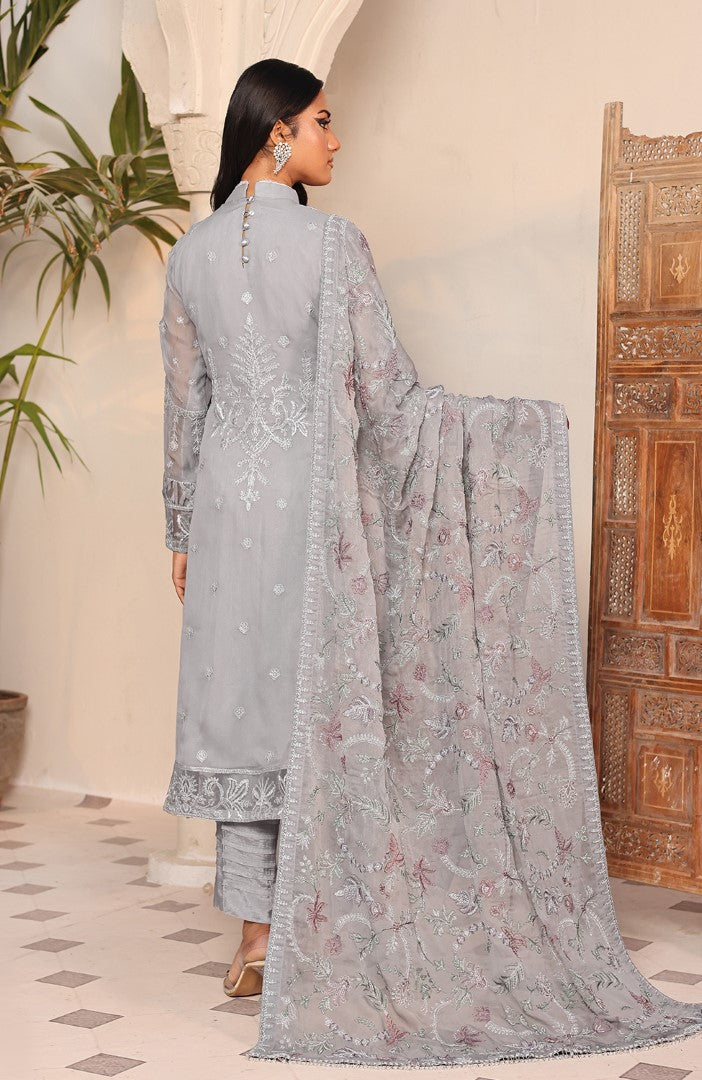 Unstitched 3 Piece Formal Embroidered Luxury Chiffon Suit