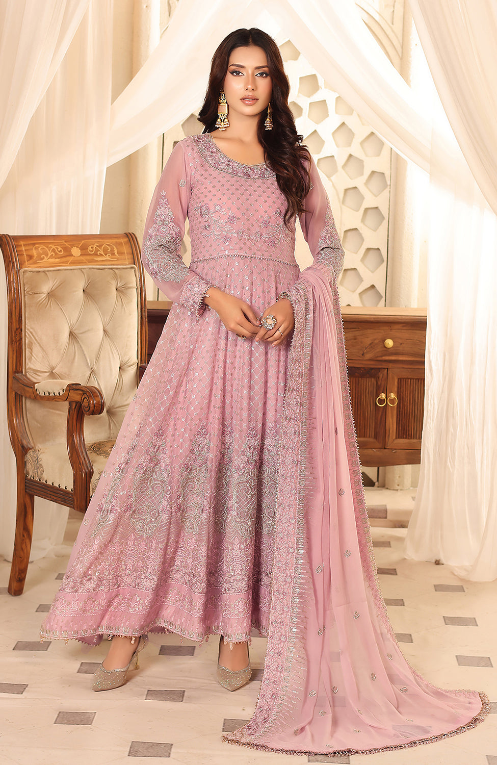 Unstitched 3 Piece Formal Embroidered Luxury Chiffon Suit