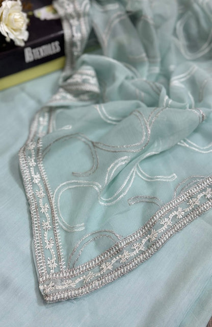 Unstitched Chiffon 3 Piece Embroidered Formal Suit