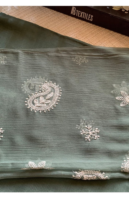 Unstitched Chiffon 3 Piece Embroidered Formal Suit