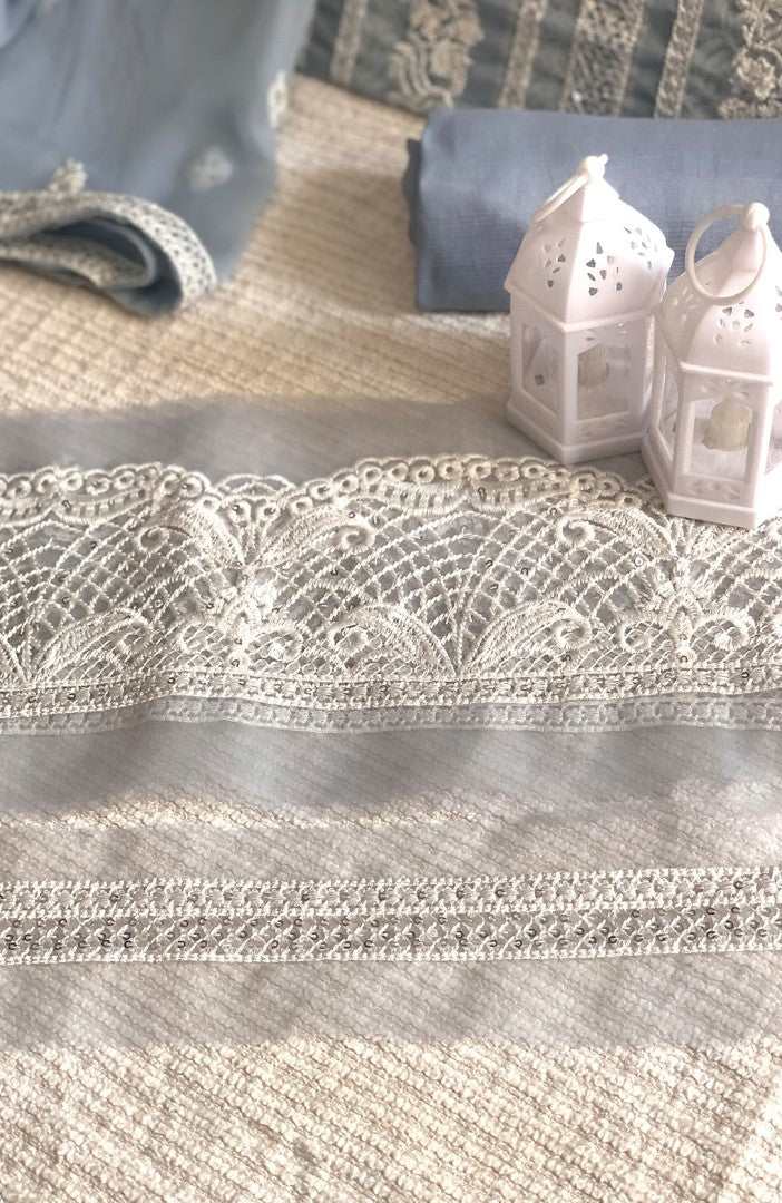 Unstitched Chiffon 3 Piece Embroidered Formal Suit