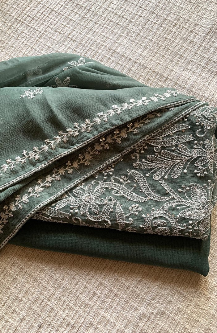 Unstitched Chiffon 3 Piece Embroidered Formal Suit