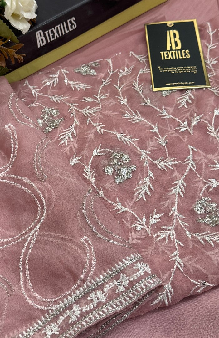 Unstitched Chiffon 3 Piece Embroidered Formal Suit