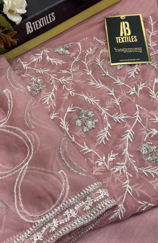 Unstitched Chiffon 3 Piece Embroidered Formal Suit