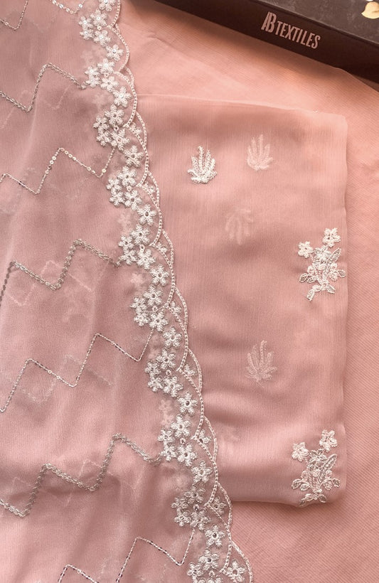 Unstitched Chiffon 3 Piece Embroidered Formal Suit