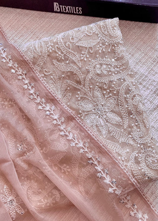Unstitched Chiffon 3 Piece Embroidered Formal Suit