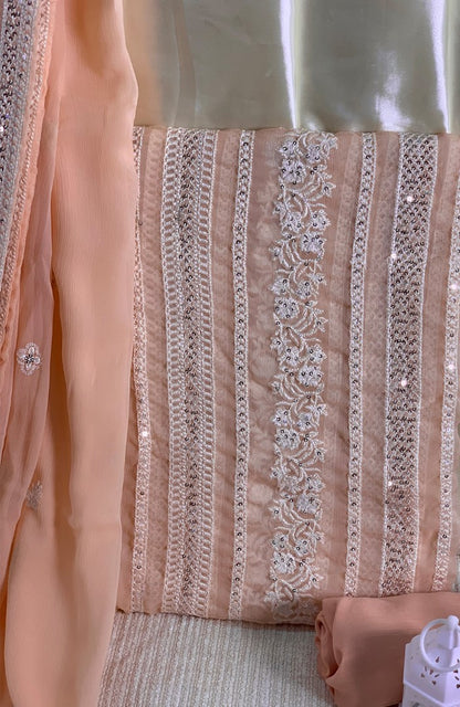 Unstitched Chiffon 3 Piece Embroidered Formal Suit