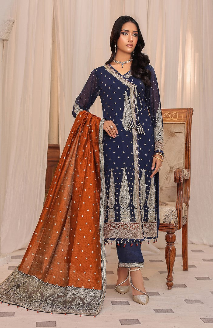 Unstitched 3 Piece Formal Embroidered Luxury Chiffon Suit