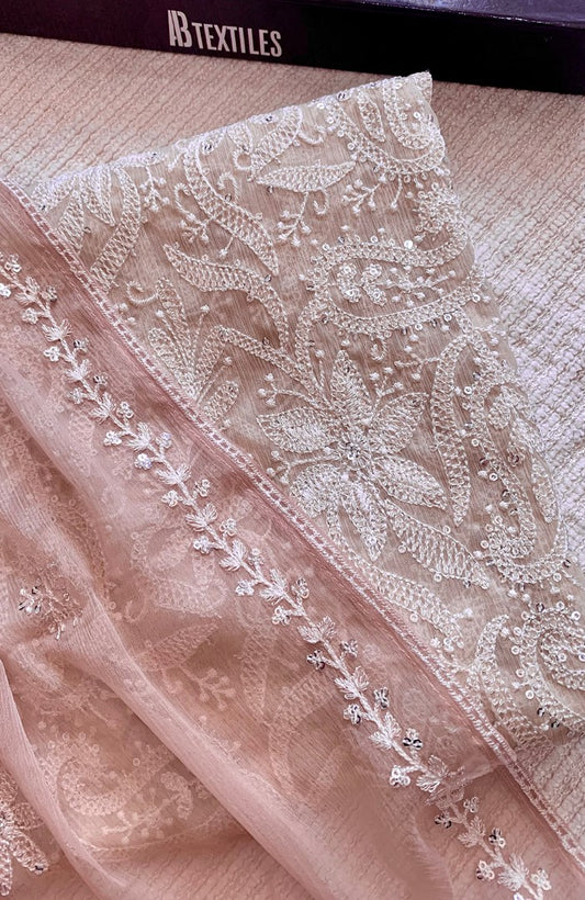 Unstitched Chiffon 3 Piece Embroidered Formal Suit