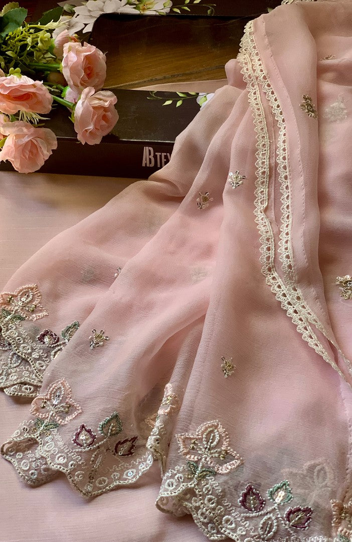 Unstitched Chiffon 3 Piece Embroidered Formal Suit