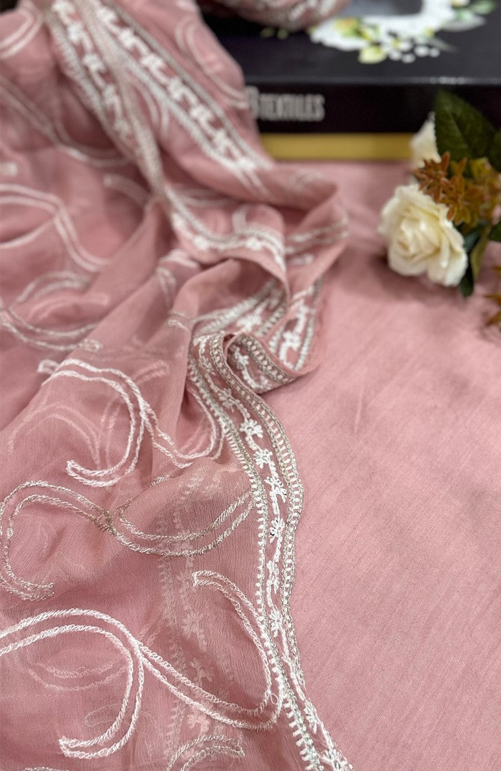 Unstitched Chiffon 3 Piece Embroidered Formal Suit