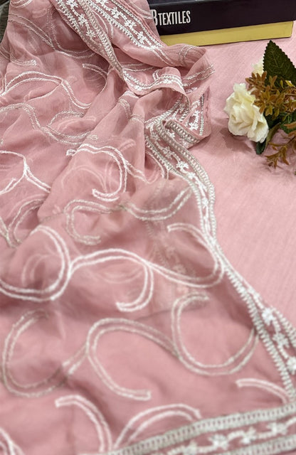 Unstitched Chiffon 3 Piece Embroidered Formal Suit