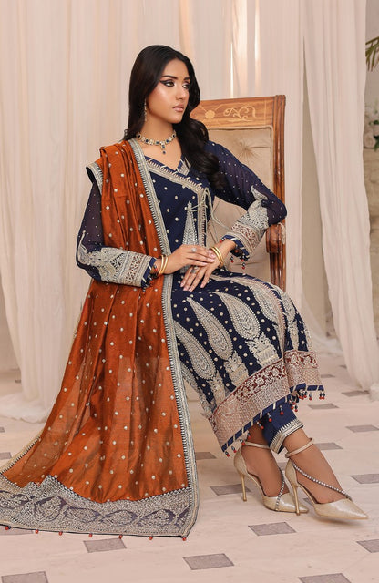 Unstitched 3 Piece Formal Embroidered Luxury Chiffon Suit