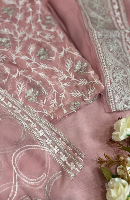 Unstitched Chiffon 3 Piece Embroidered Formal Suit