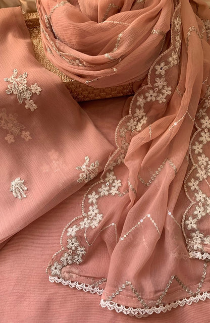 Unstitched Chiffon 3 Piece Embroidered Formal Suit
