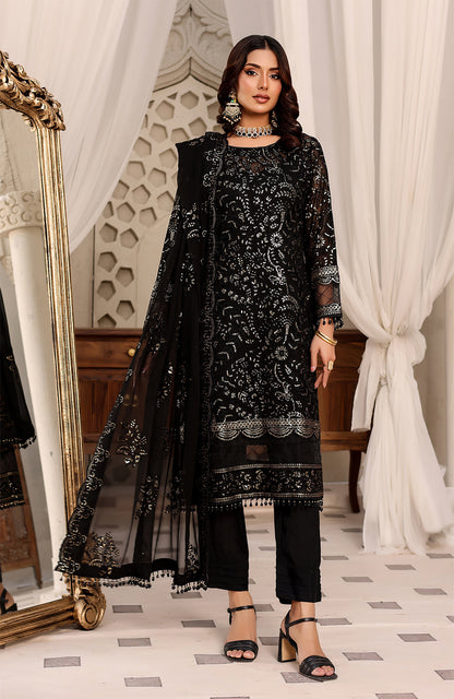 Unstitched 3 Piece Formal Embroidered Luxury Chiffon Suit