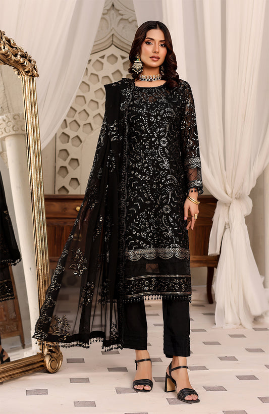 Unstitched 3 Piece Formal Embroidered Luxury Chiffon Suit