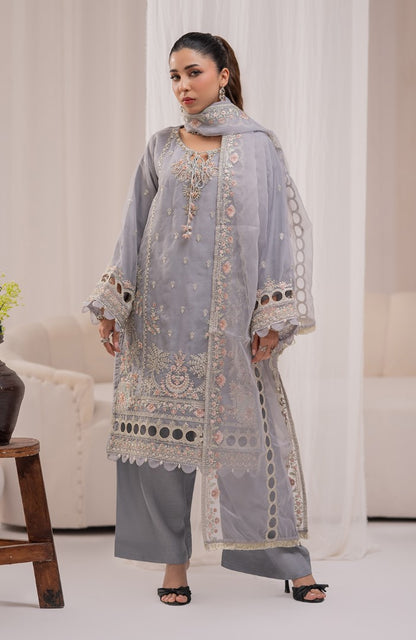 Ready to Wear 3 Piece Formal Embroidered Luxury Organza Suit