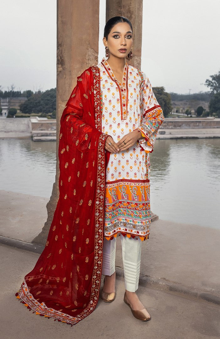 Unstitched 3 Piece Embroidered Lawn Suit