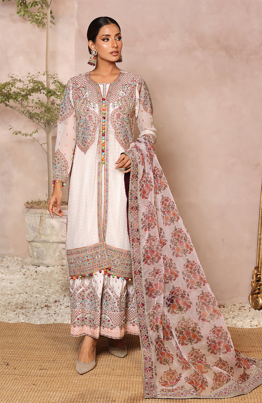 Unstitched 3 Piece Formal Embroidered Luxury Chiffon Suit
