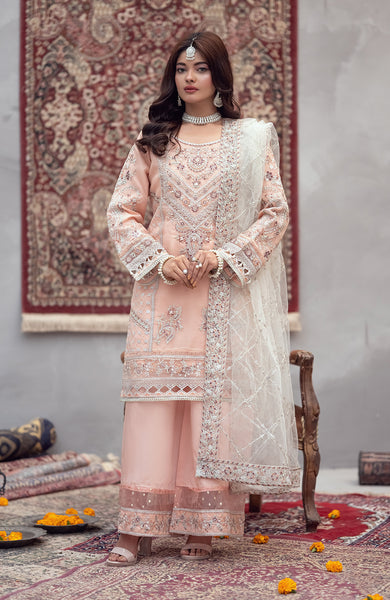 Ready to Wear 3 Piece Formal Embroidered Organza Suit