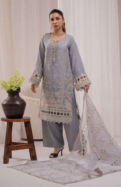 Ready to Wear 3 Piece Formal Embroidered Luxury Organza Suit