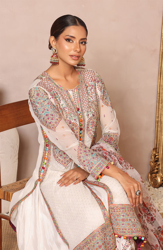 Unstitched 3 Piece Formal Embroidered Luxury Chiffon Suit