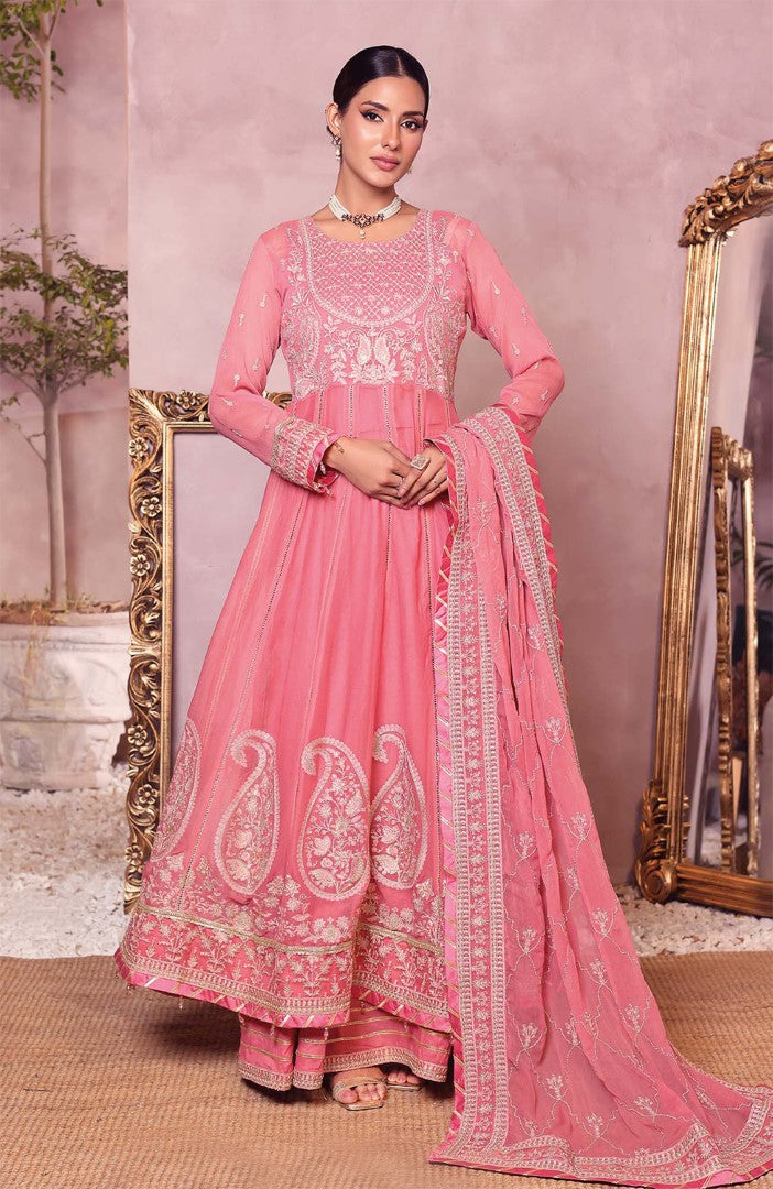 Unstitched 3 Piece Formal Embroidered Luxury Chiffon Suit