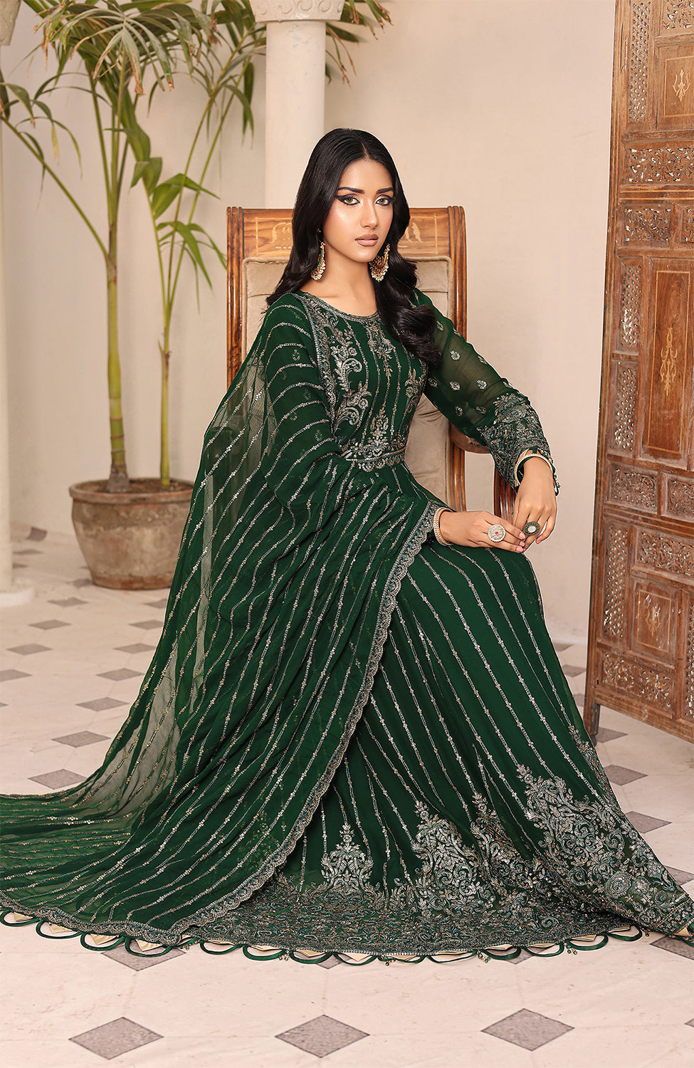 Unstitched 3 Piece Formal Embroidered Luxury Chiffon Suit