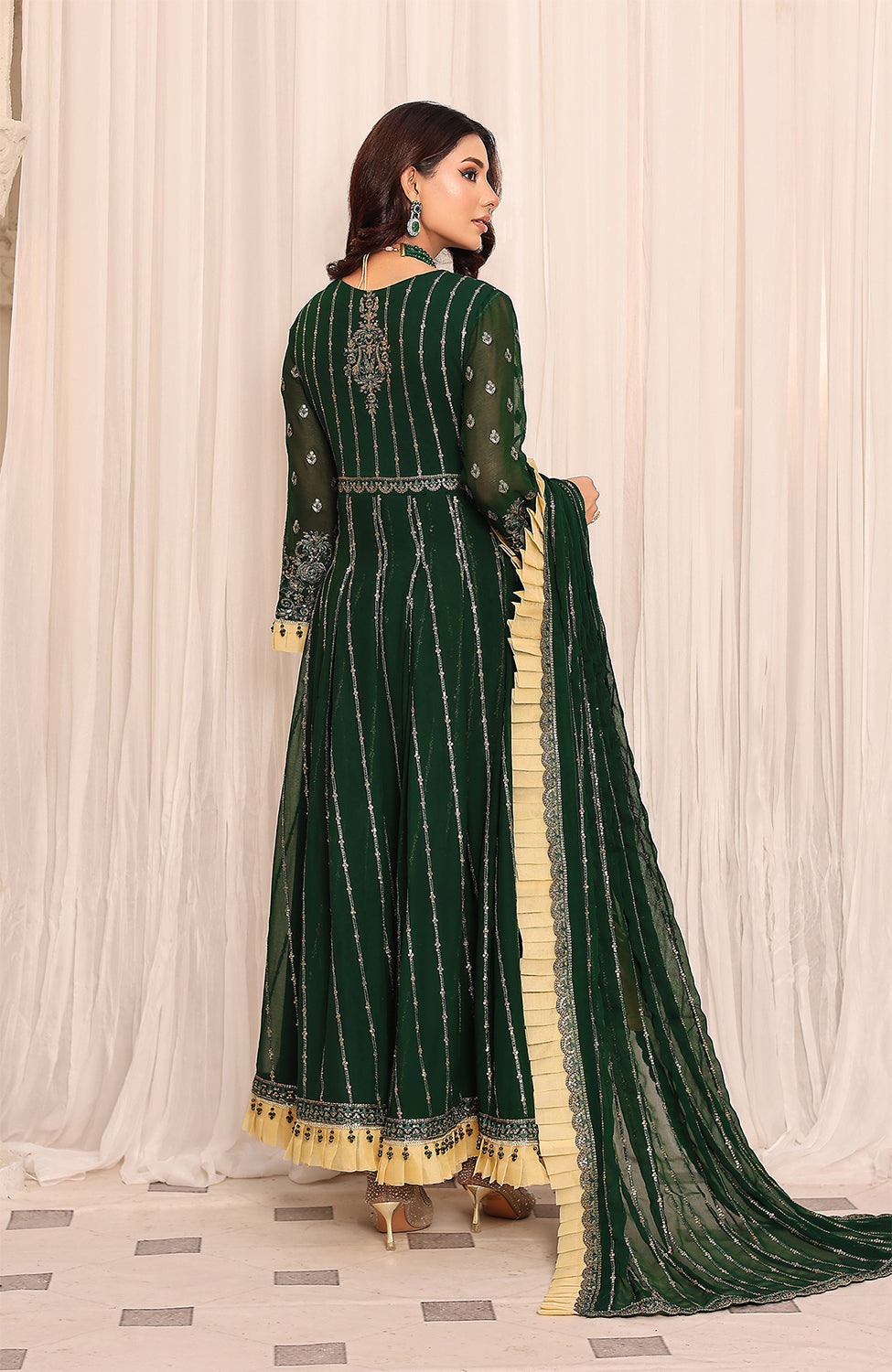 Unstitched 3 Piece Formal Embroidered Luxury Chiffon Suit