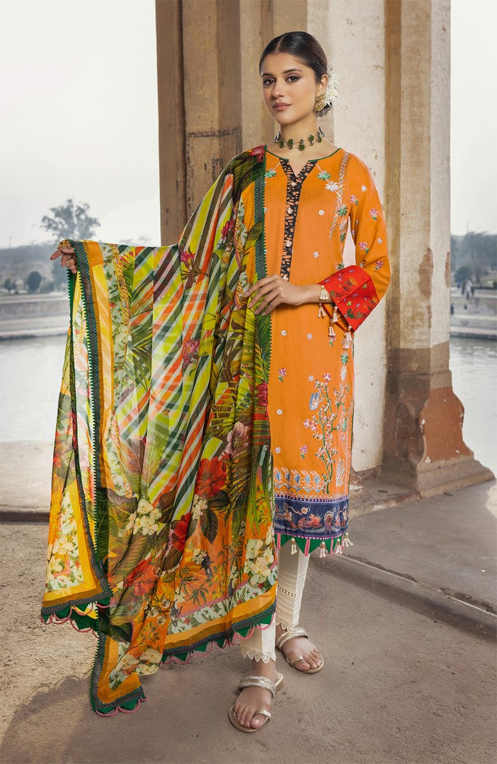 Unstitched 3 Piece Embroidered Lawn Suit