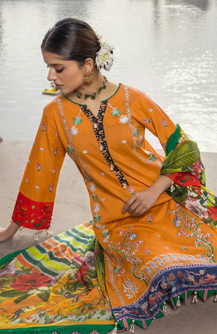 Unstitched 3 Piece Embroidered Lawn Suit