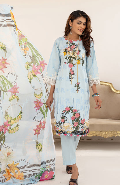 Unstitched 3 Piece Embroidered Lawn Suit