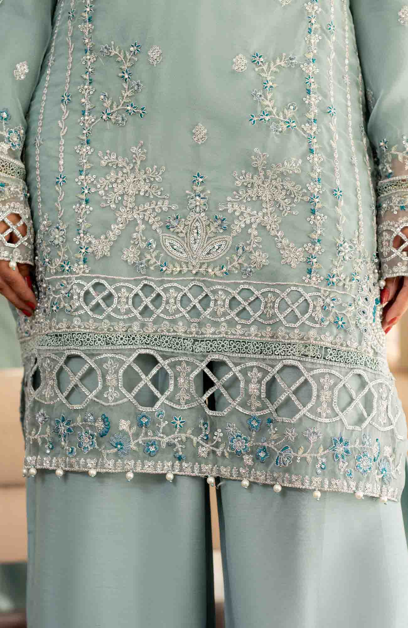 Ready to Wear 3 Piece Formal Embroidered Luxury Organza Suit