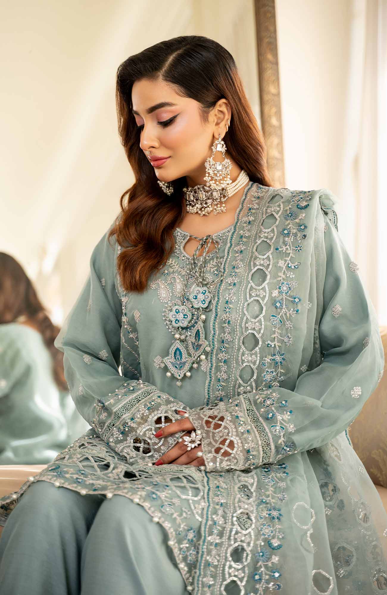 Ready to Wear 3 Piece Formal Embroidered Luxury Organza Suit
