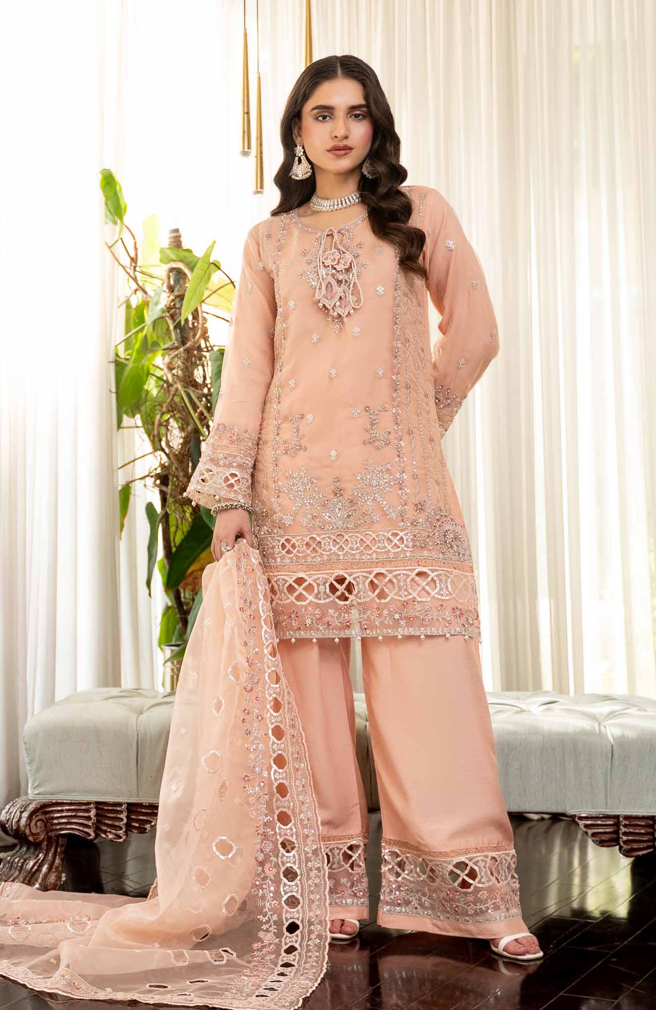 Ready to Wear 3 Piece Formal Embroidered Luxury Organza Suit