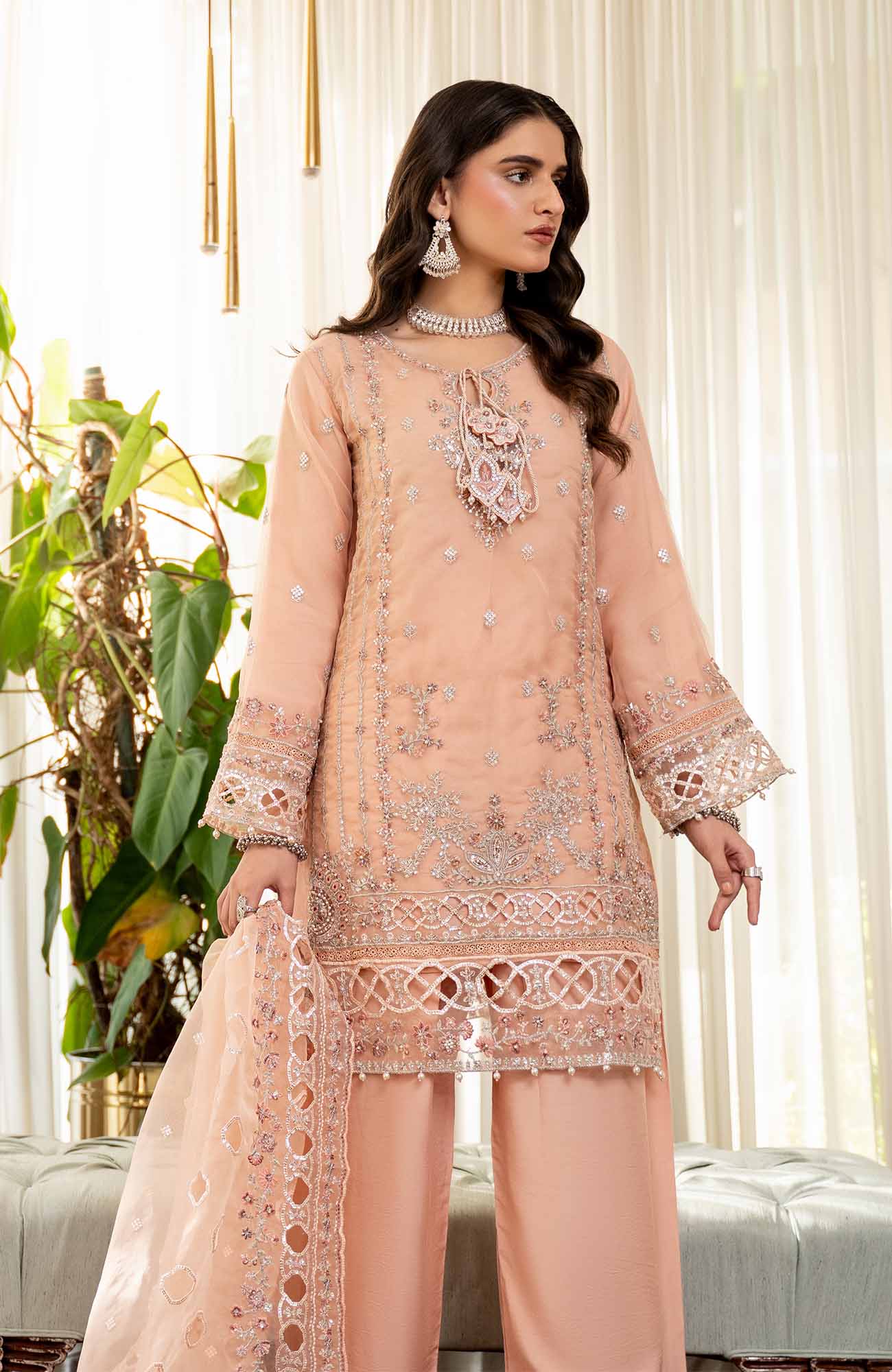Ready to Wear 3 Piece Formal Embroidered Luxury Organza Suit