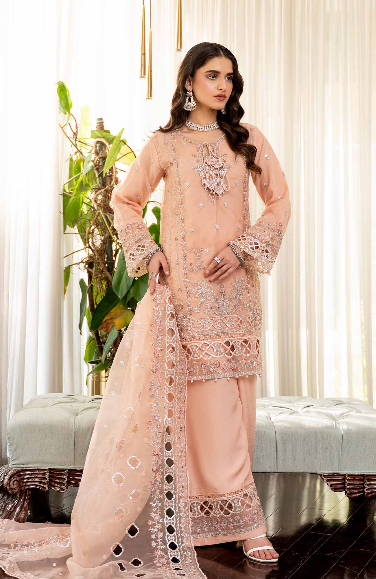 Ready to Wear 3 Piece Formal Embroidered Luxury Organza Suit